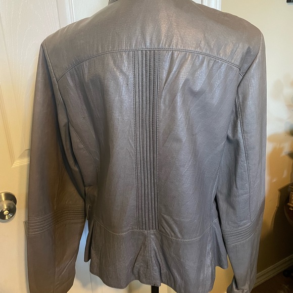 Genuine gray leather jacket - Picture 3 of 8